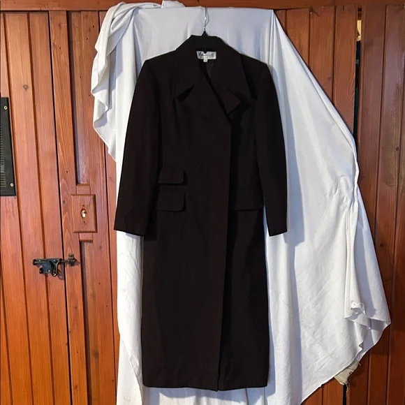 Vintage Hannah Dark Brown Trench Coat ankle length size 6P. CJ - Picture 1 of 6